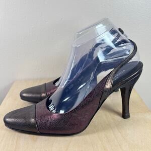 VTG Couture Donald J Pliner Slingback Heels Made in Italy Leather 90s Classic